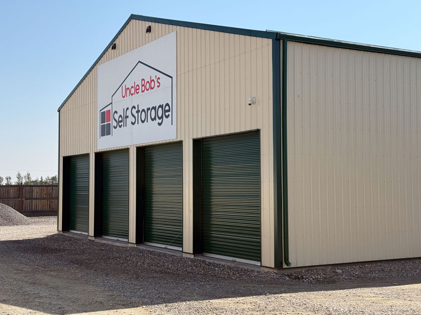 Uncle Bob's Self Storage sign on a facility building